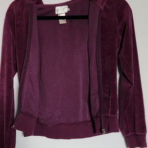 zip up purple velvour hoodie